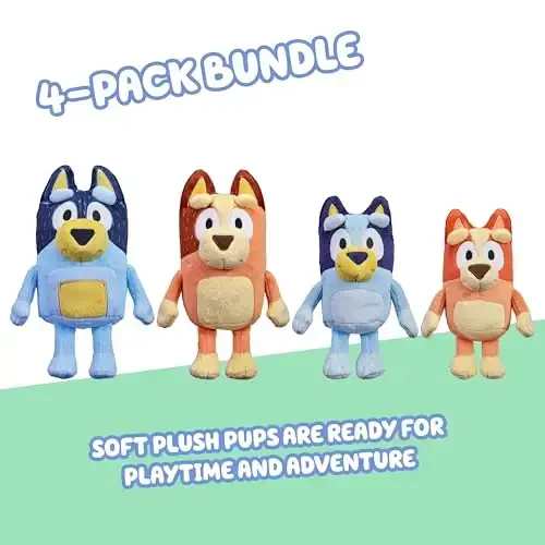 Bluey Heeler Family Stuffed Animal Set of 4, 7-8”, Soft, Bingo, Bandit, and Chilli Plush Figure Toys, Cuddly Plush Toys for Kids Ages 3+ - 3
