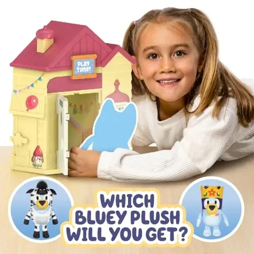 Bluey Play Date Plush Surprise, Decorate House with Stickers, Attach The Play Time Sign, Then Open The Door for a Surprise Plush to Appear, Plush Style May Vary - 2