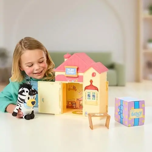 Bluey Play Date Plush Surprise, Decorate House with Stickers, Attach The Play Time Sign, Then Open The Door for a Surprise Plush to Appear, Plush Style May Vary - 3