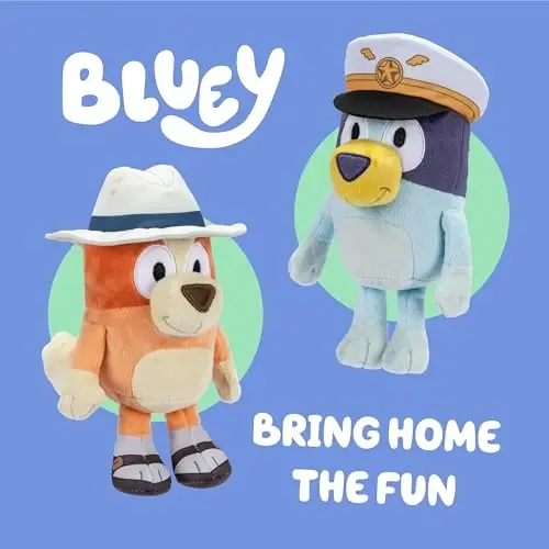 Bluey Plush Stuffed Animals Pack of 2, 16-23”, Soft, Captain and Holiday Plush Figure Toys, Cuddly Stuffed Animals for Kids Ages 3+ - 2