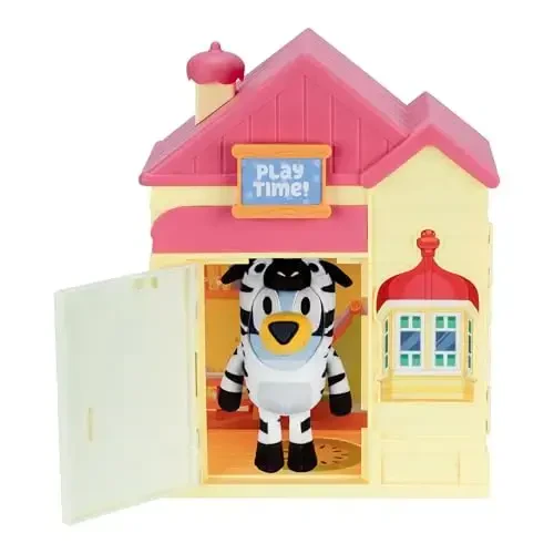 Bluey Play Date Plush Surprise, Decorate House with Stickers, Attach The Play Time Sign, Then Open The Door for a Surprise Plush to Appear, Plush Style May Vary - 6