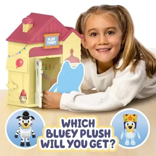 Bluey Play Date Plush Surprise, Stikerlar bilan Uyni bezating, O'yin Vaqti Belgisini o'rnating, Keyin Bir Syurpriz Plush Paydo bo'lishi uchun Eshikni oching, Plush Uslubi Har Xil bo'lishi Mumkin - BLUEY (1)