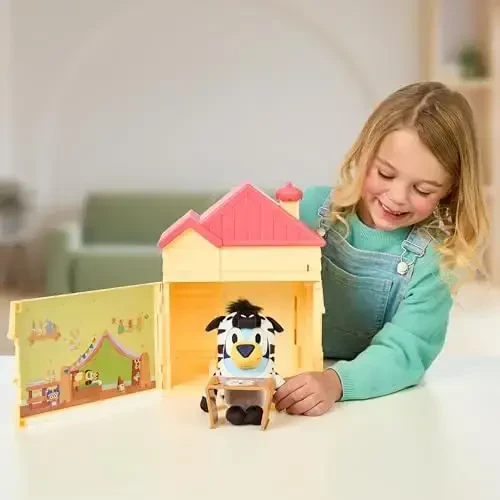 Bluey Play Date Plush Surprise, Stikerlar bilan Uyni bezating, O'yin Vaqti Belgisini o'rnating, Keyin Bir Syurpriz Plush Paydo bo'lishi uchun Eshikni oching, Plush Uslubi Har Xil bo'lishi Mumkin - 4
