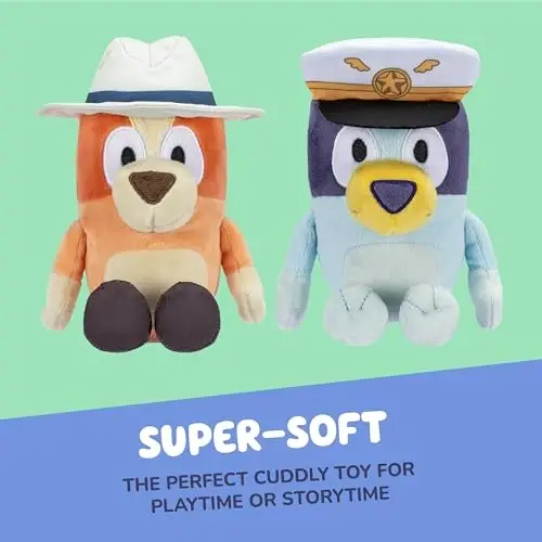 Bluey Plush Stuffed Animals Pack of 2, 16-23”, Soft, Captain and Holiday Plush Figure Toys, Cuddly Stuffed Animals for Kids Ages 3+ - 4