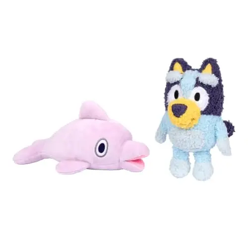 Bluey Plush Teddy and Grey Dancer 2-Pack, Soft Deluxe Fabric | Embroidered details, perfect size to cuddle & take anywhere; Bluey toy for kids, showtime or storytime - 1
