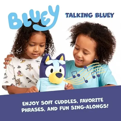 Bluey Sound Effects Talking Stuffed Plush, 13” Soft Musical Toys for Toddlers, Interactive Stuffed Animal with 9 Different Phrases, Musical Toys for Kids - BLUEY (1)