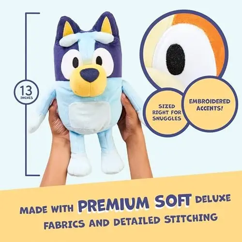 Bluey Sound Effects Talking Stuffed Plush, 13” Soft Musical Toys for Toddlers, Interactive Stuffed Animal with 9 Different Phrases, Musical Toys for Kids - 4