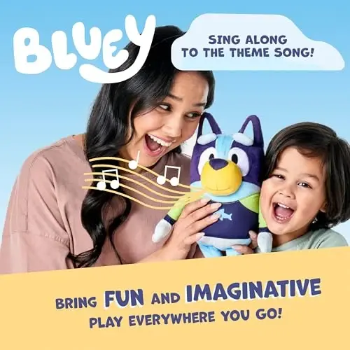 Bluey Sound Effects Talking Stuffed Plush, 13” Soft Musical Toys for Toddlers, Interactive Stuffed Animal with 9 Different Phrases, Musical Toys for Kids - 5
