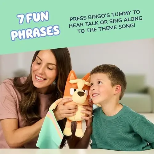 Bluey Sleepy Time Bingo yumshoq o'yinchoq, uxlatuvchi chaqaloq o'yinchog'i, uxlash uchun, 7 ta ibora va mavzu qo'shig'i, quchoqlash uchun do'st - 3