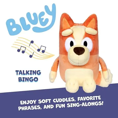 Bluey Sound Effects Talking Bingo Plush Toy, 13” Soft Bingo Toy, Interactive Stuffed Animal with 9 Different Phrases, Musical Toys for Kids - 3
