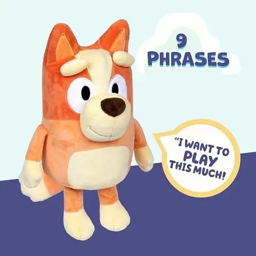 Bluey Sound Effects Talking Bingo Plush Toy, 13” Soft Bingo Toy, Interactive Stuffed Animal with 9 Different Phrases, Musical Toys for Kids - 4