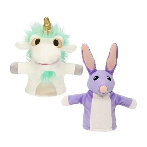 Bluey Unicorse & Bob Bilby қўл қўғирчоқ плюши 2 талик – 8-9 дюймли юмшоқ делюкс мато, кашта деталлари, кичкинтой қўллари учун жуда мос, хаёлий ўйин, расмий Bluey ўйинчоқлари, ModazoneExclusive - 1