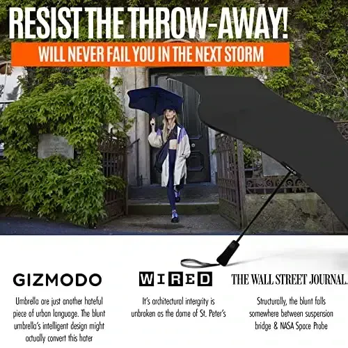 BLUNT Metro Travel Umbrella 38” – Waterproof & Wind Resistant Radial Tensioning System – Strong & Compact & Light – Built to Last – Easy to Use [Perfect for Travel] (Black) - 6