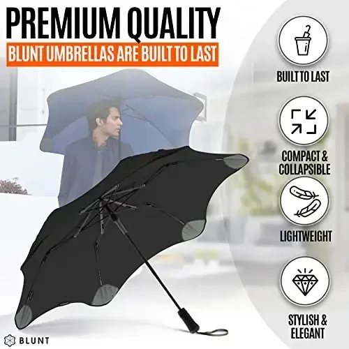 BLUNT Metro Travel Umbrella 38” – Waterproof & Wind Resistant Radial Tensioning System – Strong & Compact & Light – Built to Last – Easy to Use [Perfect for Travel] (Black) - 3