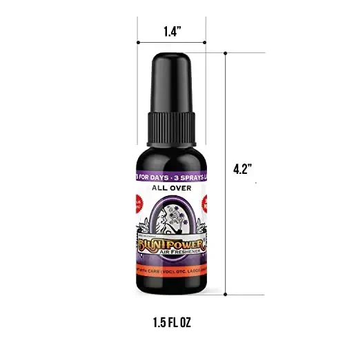 BluntPower (All Over, 1 Pack) Konsentrlangan havo tozalagich spreyi - Yog' asosidagi xona diffuzer spreyi - Uzoq muddatli hammom hidi, avtomobil tozalagichi va hid yo'qotuvchi - 2