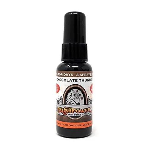BluntPower (Chocalate Thunder, 1 Pack) Xona va mashina uchun konsentrlangan havo tozalagichi spreyi - Yog‘ asosidagi diffuzor purkagich shishasi - Uzoq muddatli hammom spreyi, mashina uchun havo tozalagich va hid yo‘qotuvchi sprey - 1
