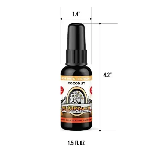 BluntPower (Coconut, 1 Pack) Xona va mashina uchun konsentrlangan havo tozalagichi spreyi - Yog' asosidagi diffuzor spreyi shishasi - Uzoq muddatli hammom spreyi, mashina tozalagichi va hidni yo'qotuvchi spreyi - 4