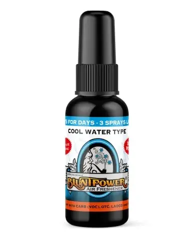 BluntPower (Cool Water, 1 Pack) Xona va mashina uchun konsentrlangan havo tozalagichi spreyi - Yog' asosidagi diffuzor spreyi butilkasi - Uzoq muddatli hammom spreyi, mashina uchun havo tozalagichi va hid yo'qotuvchi sprey - 1