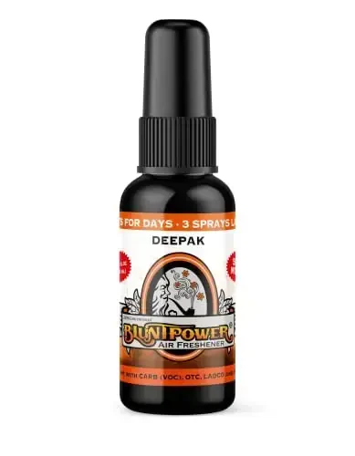 BluntPower (Deepak, 1 Pack) Xona va mashina uchun konsentrlangan havo tozalagichi - Yog' asosidagi diffuzor purkagich shishasi - Uzoq muddatli hammom spreyi, mashina uchun havo tozalagichi va hid yo'qotuvchi 