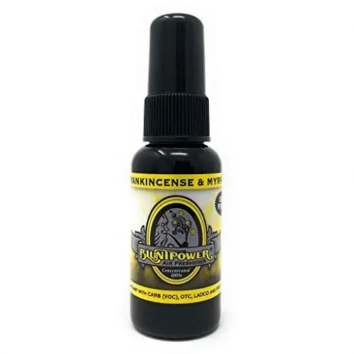 BluntPower (Frankincense & Myrrh, 1 Pack) Xona va mashina uchun konsentrlangan havo tozalagichi spreyi - Yog' asosidagi diffuzor spreyi shishasi - Uzoq muddatli hammom spreyi, mashina uchun havo tozalagichi va hid yo'qotuvchi spreyi - 1