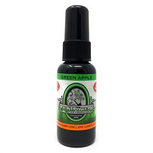 BluntPower Green Apple xonani va mashina uchun konsentrlangan havo tozalagichi - Yog' asosidagi diffuzor purkagichli butilka - Uzoq muddatli hammom, mashina tozalagichi va hid yo'qotuvchi (1 dona) 