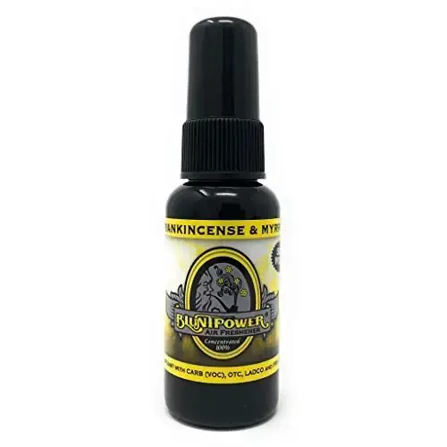 BluntPower (Frankincense & Myrrh, 1 Pack) Concentrated Air Freshener for Room and Car Spray - Oil-Based Diffuser Spray Bottle - Long-Lasting Bathroom Spray, Car Freshener, & Odor Eliminator Spray 