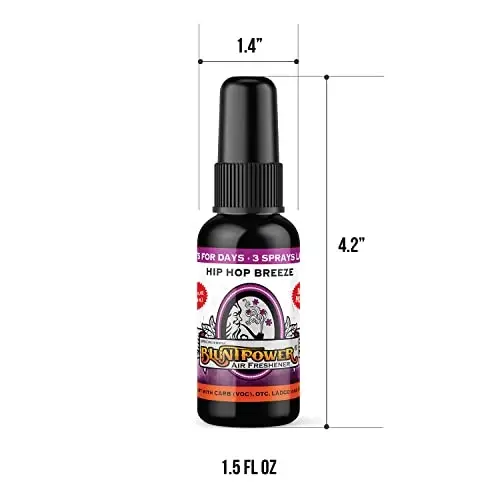 BluntPower (Hip Hop Breeze, 1 Pack) Concentrated Air Freshener for Room and Car Spray - Oil-Based Diffuser Spray Bottle - Long-Lasting Bathroom Spray, Car Freshener, & Odor Eliminator Spray - 4