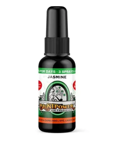 BluntPower (Jasmine, 1 Pack) Xona va mashina uchun konsentrlangan havo tozalagichi spreyi - Yog' asosidagi diffuzor spreyi butilkasi - Uzoq muddatli hammom spreyi, mashina uchun havo tozalagich va hid yo'qotuvchi sprey - BLUNTPOWER