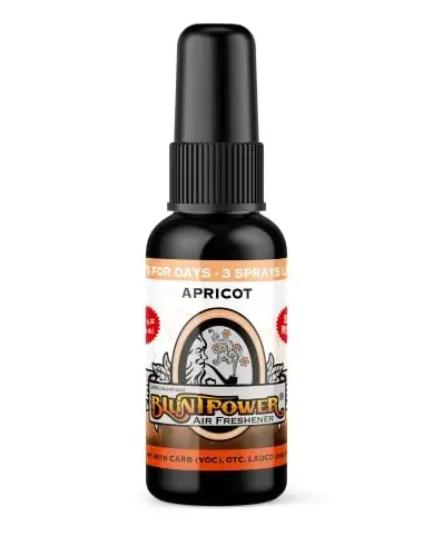 BluntPower (Apricot, 1 Pack) Concentrated Air Freshener for Room and Car Spray - Oil-Based Diffuser Spray Bottle - Long-Lasting Bathroom Spray, Car Freshener, & Odor Eliminator Spray - 1