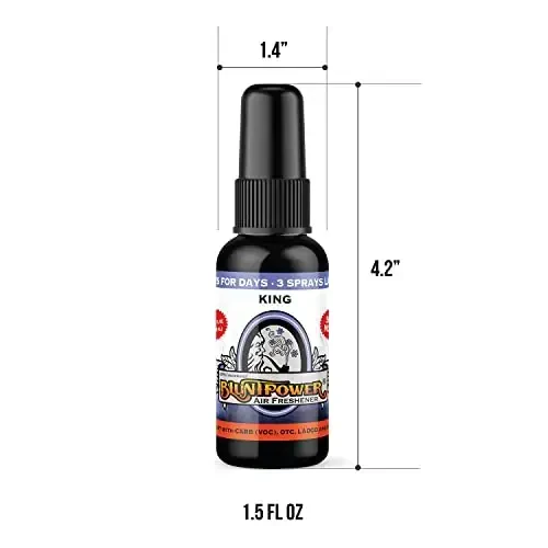 BluntPower (King, 1 Pack) Concentrated Air Freshener for Room and Car - Oil-Based Diffuser Spray Bottle - Long-Lasting Bathroom, Car Freshener, & Odor Eliminator - 4