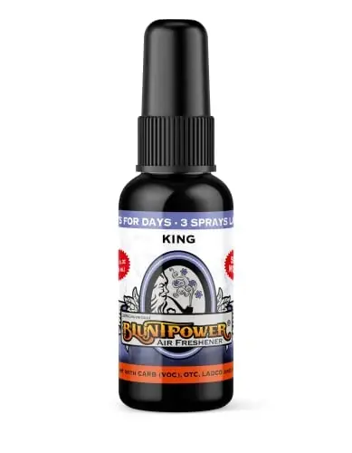 BluntPower (King, 1 Pack) Xona va mashina uchun konsentrlangan havo tozalagichi - Yog'ga asoslangan diffuzor purkagich shishasi - Uzoq muddatli hammom, mashina uchun havo tozalagichi va hid yo'qotuvchi 