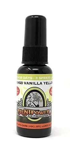 BluntPower (Mango Yellow, 1 Pack) Concentrated Air Freshener for Room and Car Spray - Oil-Based Diffuser Spray Bottle - Long-Lasting Bathroom Spray, Car Freshener, & Odor Eliminator Spray - 1