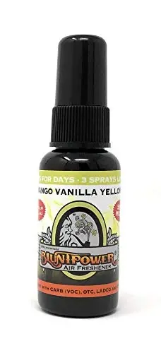 BluntPower (Mango Yellow, 1 Pack) Xona va mashina uchun konsentrlangan havo tozalagichi spreyi - Yog' asosidagi diffuzor spreyi shishasi - Uzoq muddatli hammom spreyi, mashina uchun havo tozalagichi va hid yo'qotuvchi spreyi 