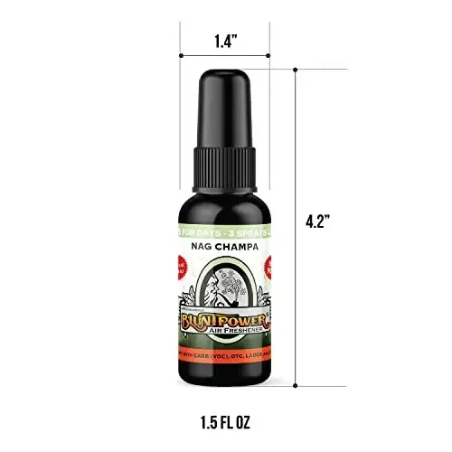 BluntPower (Nag Champa, 1 Pack) Xona va mashina uchun konsentrlangan havo tozalagichi spreyi - Yog 'asosidagi diffuzor spreyi butilkasi - Uzoq muddatli hammom spreyi, mashina tozalagichi va hid yo'qotuvchi spreyi - 3