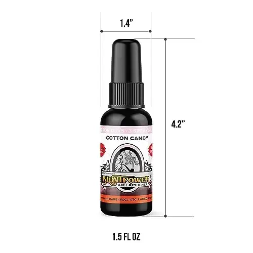 BluntPower (Cotton Candy, 1 Pack) Concentrated Air Freshener for Room and Car Spray - Oil-Based Diffuser Spray Bottle - Long-Lasting Bathroom Spray, Car Freshener, & Odor Eliminator Spray - 4