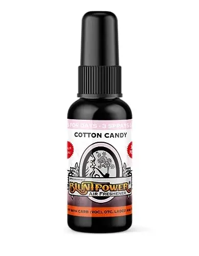BluntPower (Cotton Candy, 1 Pack) Concentrated Air Freshener for Room and Car Spray - Oil-Based Diffuser Spray Bottle - Long-Lasting Bathroom Spray, Car Freshener, & Odor Eliminator Spray - 1