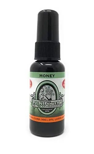 BluntPower (Money, 1 Pack) Concentrated Air Freshener for Room and Car Spray - Oil-Based Diffuser Spray Bottle - Long-Lasting Bathroom Spray, Car Freshener, & Odor Eliminator Spray - 1
