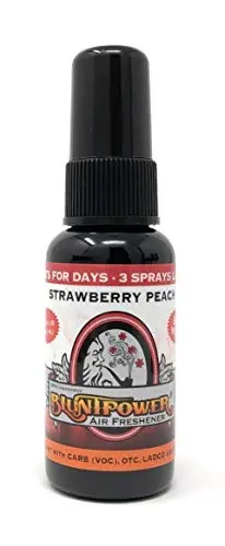 BluntPower (Strawberry Peach, 1 Pack) Xona va mashina uchun konsentrlangan havo tozalagichi spreyi - Yog' asosidagi diffuzor spreyi butilkasi - Uzoq muddatli hammom spreyi, mashina uchun havo tozalagichi va hid yo'qotuvchi spreyi - 1