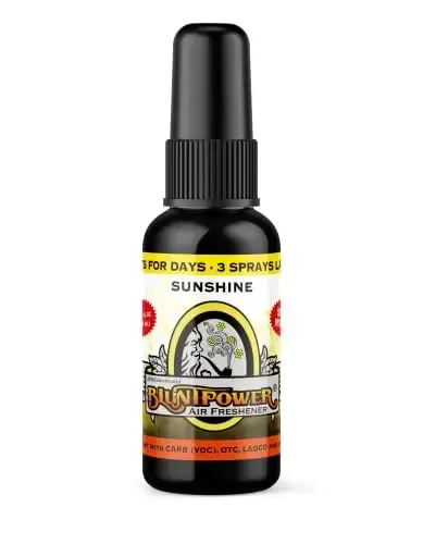 BluntPower (Sunshine, 1 Pack) Xona va mashina uchun konsentrlangan havo tozalagichi spreyi - Yog' asosidagi diffuzor spreyi shishasi - Uzoq muddatli hammom spreyi, mashina havo tozalagichi va hid yo'qotuvchi spreyi - BLUNT POWER