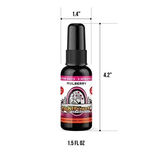 BluntPower (Tut daraxti, 1 dona) Xona va mashina uchun konsentrlangan havo tozalagichi spreyi - Yog' asosidagi diffuzor sprey shishasi - Uzoq muddatli hammom spreyi, mashina uchun havo tozalagichi va hid yo'qotuvchi sprey - 3