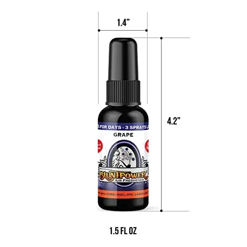 BluntPower (Grape, 1 Pack) Concentrated Air Freshener for Room and Car Spray - Oil-Based Diffuser Spray Bottle - Long-Lasting Bathroom Spray, Car Freshener, & Odor Eliminator Spray - 2