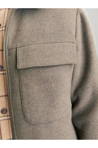 Blurussel Wool Мужской Бежевый Кашемировый Пиджак 12259393-Bej - 3