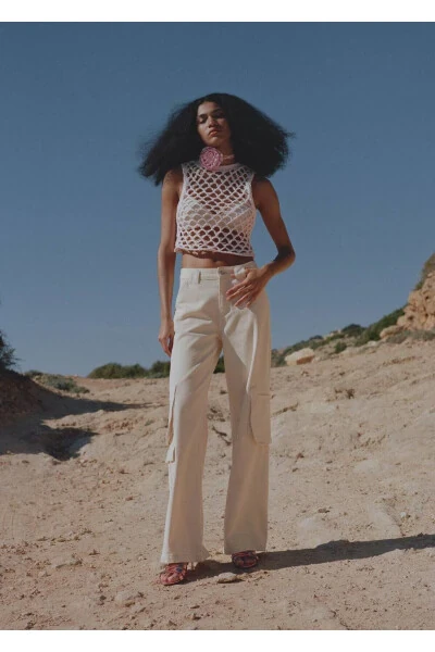 Блуза с открытой спиной и перфорацией - 8