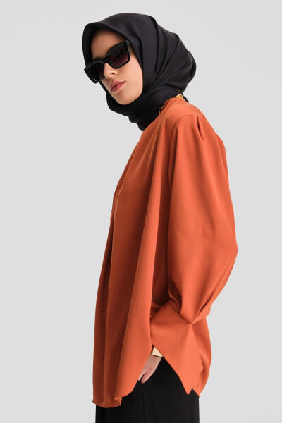 Блузка Armine с манжетами и поясом 24K3612 Терракотовый - 9