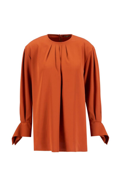 Блузка Armine с манжетами и поясом 24K3612 Терракотовый - 11