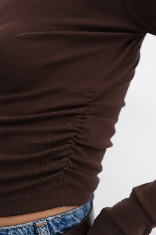 Bisiklet Yaka Yanları Büzgülü Basic Bluz B4164-U13 - 3