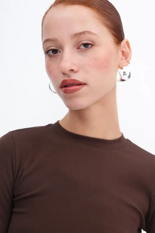 Bisiklet Yaka Yanları Büzgülü Basic Bluz B4164-U13 - 6