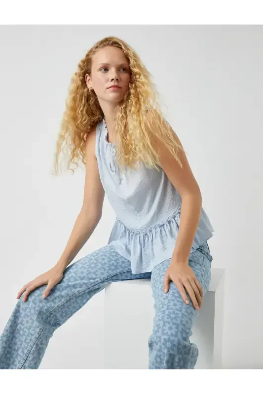 Блузка без рукавов с завязками из атласной ткани - KOTON