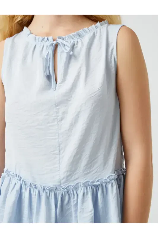 Блузка без рукавов с завязками из атласной ткани - 5