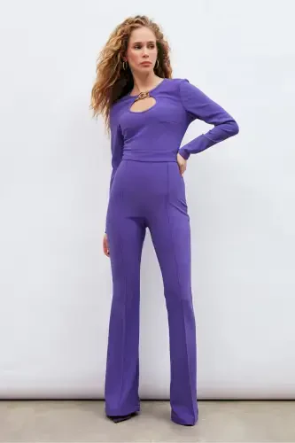 Блузка с цепочкой - Фиолетовый - SATEEN (1)